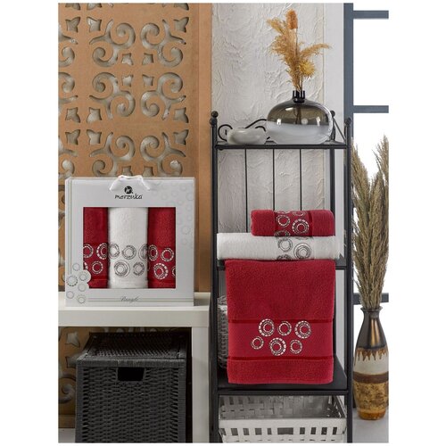 фото Oran merzuka полотенце bangle цвет: бордовый (50х90 см - 2 шт,70х140 см) br41183