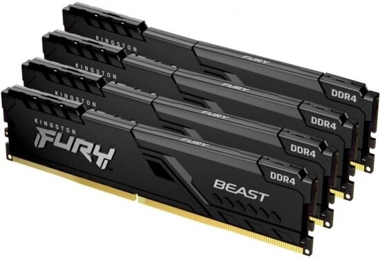 Оперативная память Kingston DDR4 32Gb (4x8Gb) 3200 MHz pc-25600 FURY Beast Black (KF432C16BBK4/32)