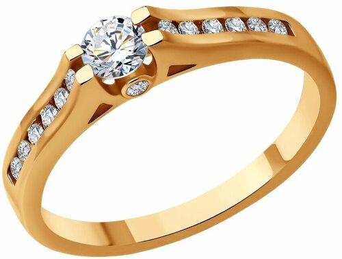 Кольцо Diamant online, золото, 585 проба, бриллиант, размер 17.5