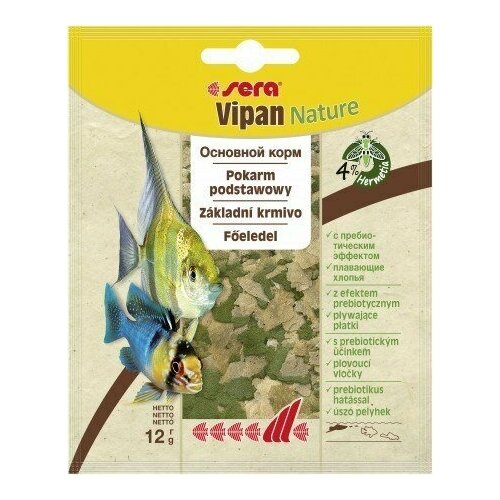 корм sera vipan nature для рыб основной в хлопьях 100 мл 22 г Корм для рыб основной в хлопьях Sera VIPAN NATURE 12 г. (пакетик)