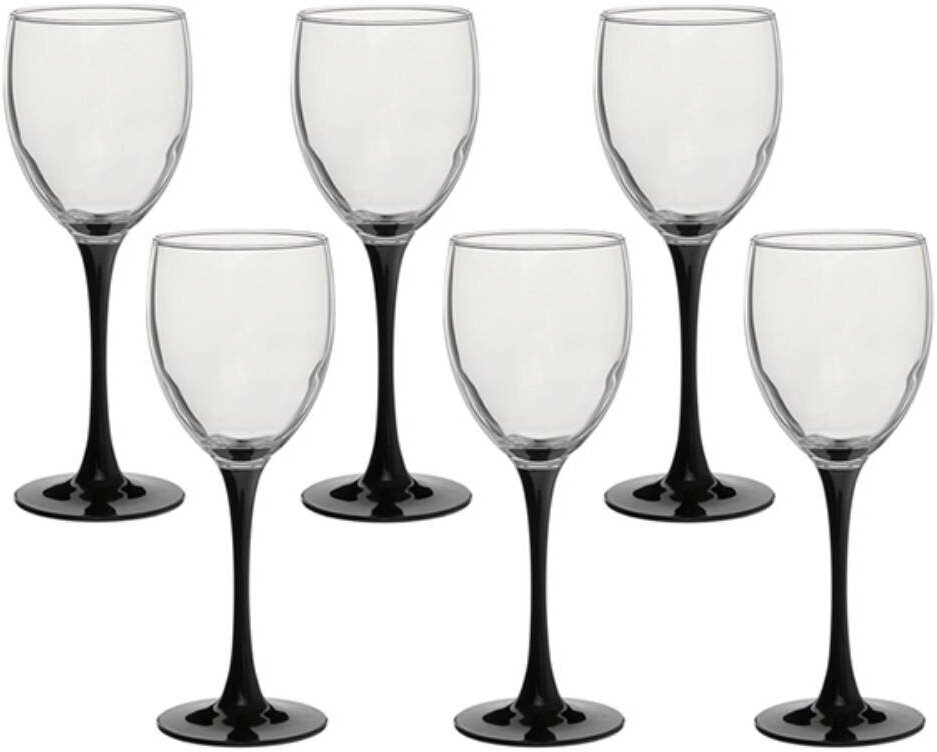 Набор бокалов для вина Домино, 6 шт, 350 мл, черная ножка, стекло