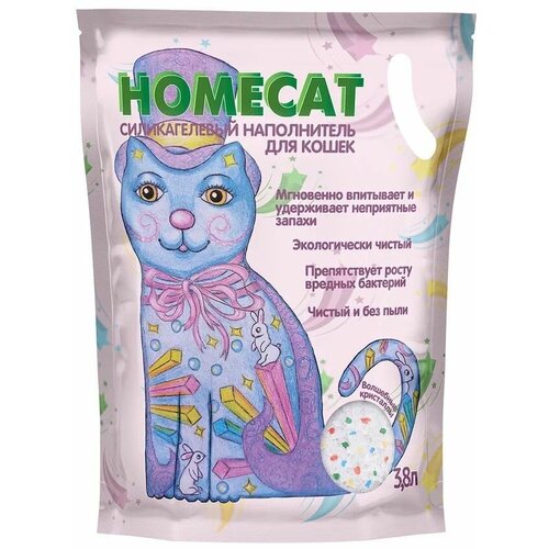 HOMECAT Волшебные кристаллы 3,8 л силикагелевый наполнитель для кошачьих туалетов 8 шт