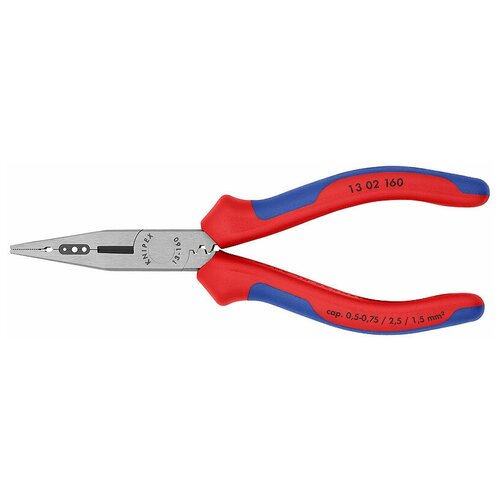 knipex 13 02 160 плоскогубцы для монтажа проводов с двухкомпонентными рукоятками фосфатированные черного цвета 160 mm гарантия 2 года Плоскогубцы для монтажа проводов 160 мм Knipex KN-1302160