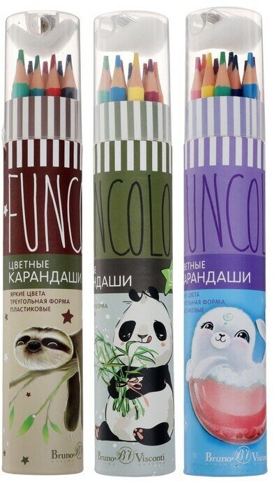 Карандаши цветные пластиковые "Funcolor" (12 цветные, в ассортименте) (30-0060) Bruno Visconti - фото №6