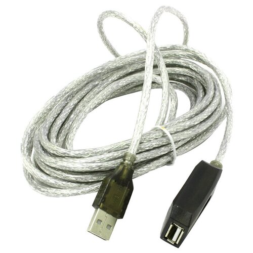 Удлинитель VCOM USB - USB (VUS7049), 5 м, серебристый кабель usb 2 0 5 метров активный папа мама