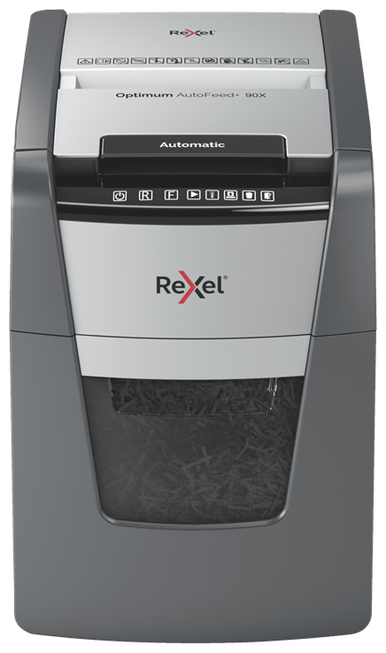 Уничтожитель бумаг REXEL Optimum AutoFeed 90X, с автоподачей, P-4, 4х28 мм, 90 лист. одновременно, 34л [2020090xeu] - фото №1