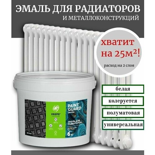 Эмаль для радиаторов отопления белая полуматовая PaintGuard 6 кг