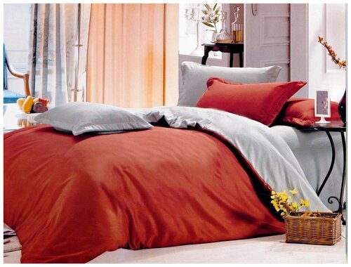 Комплект постельного белья Valtery MO-02, семейное, софткоттон, красный