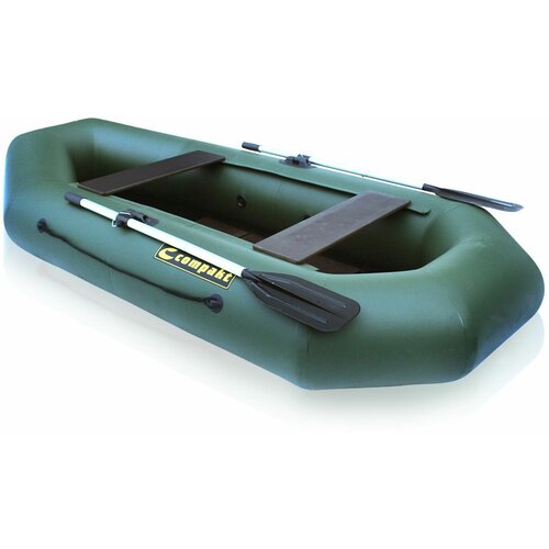 Лодка ПВХ Компакт-260N- ФС фанерная слань (зеленый цвет) упаковка-мешок оксфорд лодка пвх компакт 260n нд надувное дно зеленый цвет упаковка мешок оксфорд