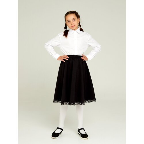 фото Школьная юбка-полусолнце irina egorova, с поясом на резинке, миди, размер 158, черный