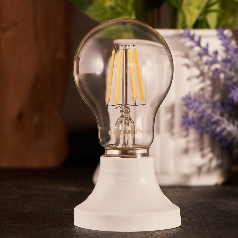 Филаментная Лампочка Груша А60 7.5 Вт, 2700 K, E27, прозрачная / REXANT