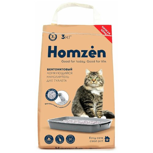 Наполнитель для кошачьего туалета Homzen комкующийся 7л - 3 шт