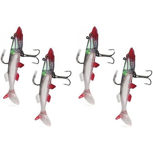 Приманка силиконовая оснащенная тройником 8 прозрачная 8 см 4 шт 391₽