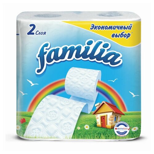 Бумага туалетная 2-слойная Familia, 16,2м, 4 рул/уп, 8 уп. (5040086)