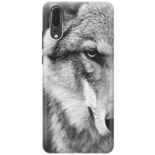 фото Cиликоновый чехол на huawei p20 / хуавей п20 с принтом "спокойный волк" gosso