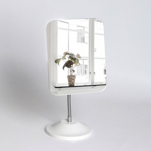 Queen fair Зеркало настольное, на гибкой ножке, зеркальная поверхность 13,5 × 16,5 см, цвет белый