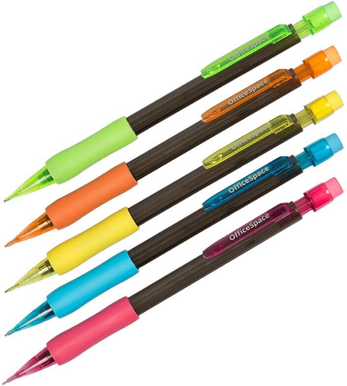 Карандаш простой для школы HB механический с ластиком / Набор простых карандашей для рисования и офиса из 24 штук OfficeSpace