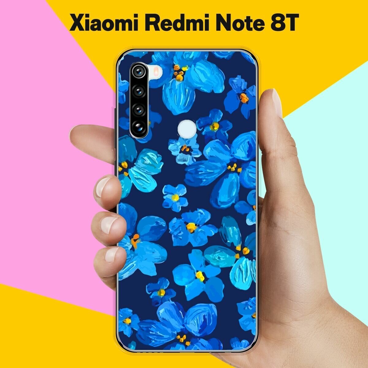 Силиконовый чехол на Xiaomi Redmi Note 8T Синие цветы / для Сяоми Редми Ноут 8T