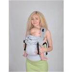 СлингУля Эргорюкзак Супер-м Беби Лайт от 2 мес слинг-рюкзак, переноска для ребенка цвет горох на сером - изображение