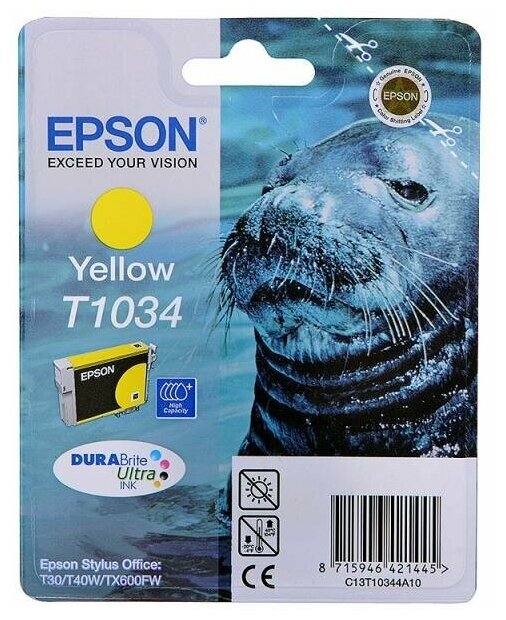 Картридж Epson C13T10344A10, 960 стр, желтый