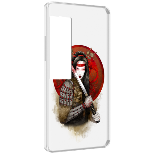 Чехол MyPads рисованная девушка с катаной для Meizu Pro 7 Plus задняя-панель-накладка-бампер
