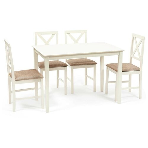 Обеденный комплект TetChair Hudson Dining Set ivory white, brown gold