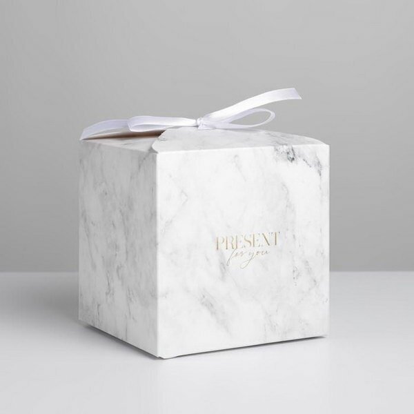 Коробка подарочная складная, упаковка, "Мрамор", 12 x 12 x 12 см