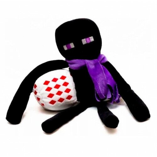 фото Мягкая игрушка minecraft enderman purple scarf "эндермен с красным камнем", 26 см basic fan