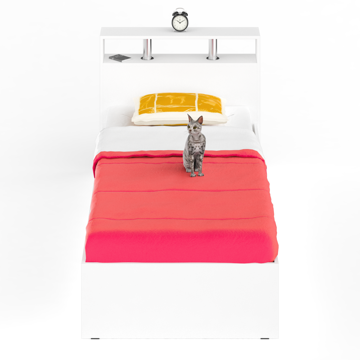 Кровать белая Камелия 900, цвет белый, ШхГхВ 93,5х203,5х78,2 см, сп. м. 900х2000 мм, без матраса, основание есть