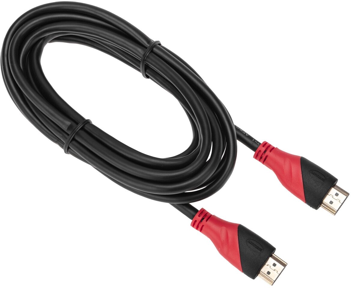 Шнур (HDMI - HDMI) с фильтрами 3 м для передачи цифровых видеоданных высокого разрешения PVC пакет, цвет: Черный и Золотой