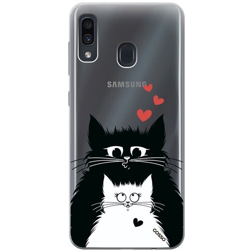 фото Ультратонкий силиконовый чехол-накладка clearview для samsung galaxy a20 / a30 с 3d принтом "cats in love" gosso