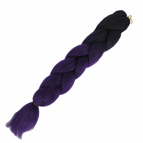 Канекалон коса 60 см, омбре из черного в темно-фиолетовый канекалон коса 60 см омбре из синего в фиолетовый