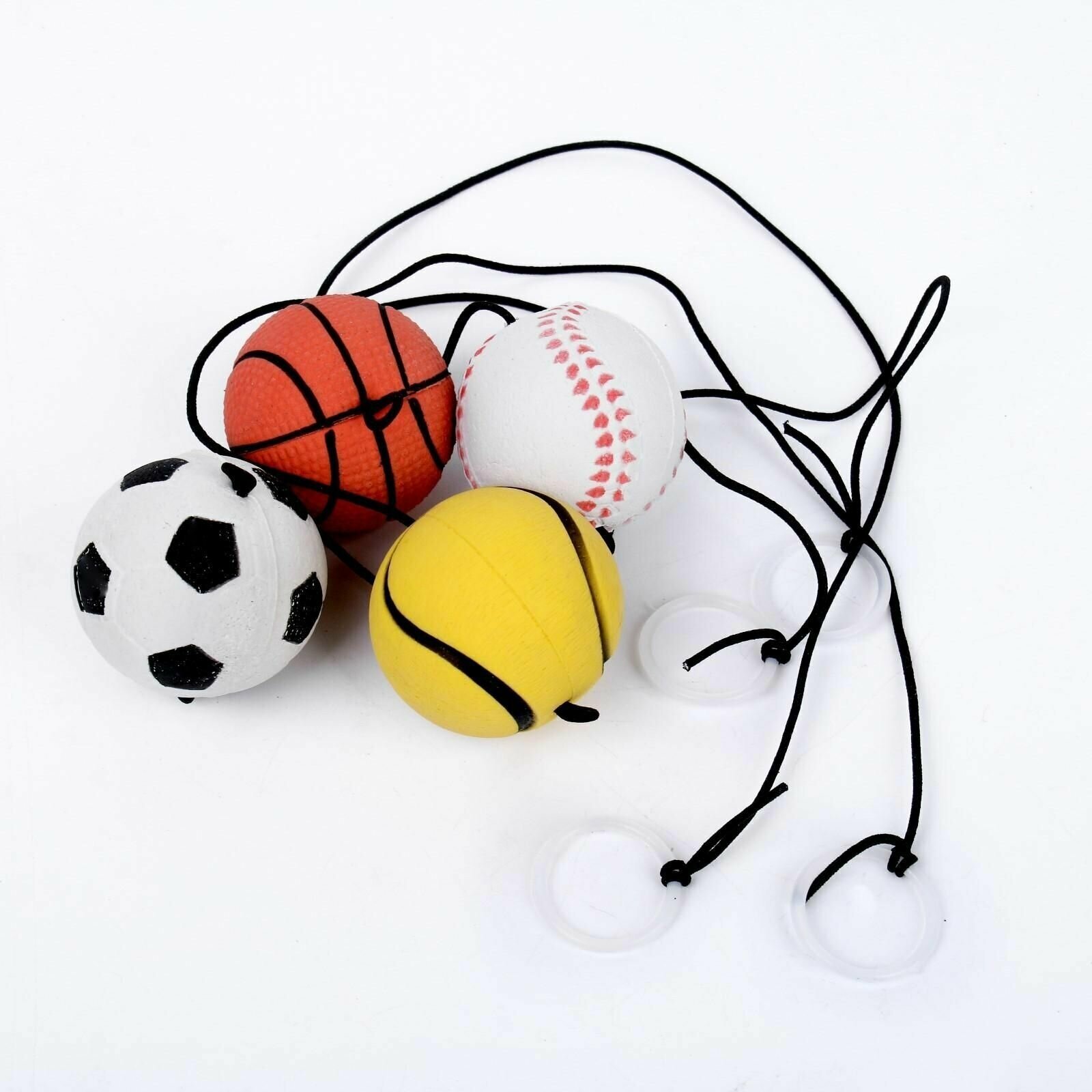 Мяч мягкий Спорт, 4 см, на резинке, микс, 1 шт.