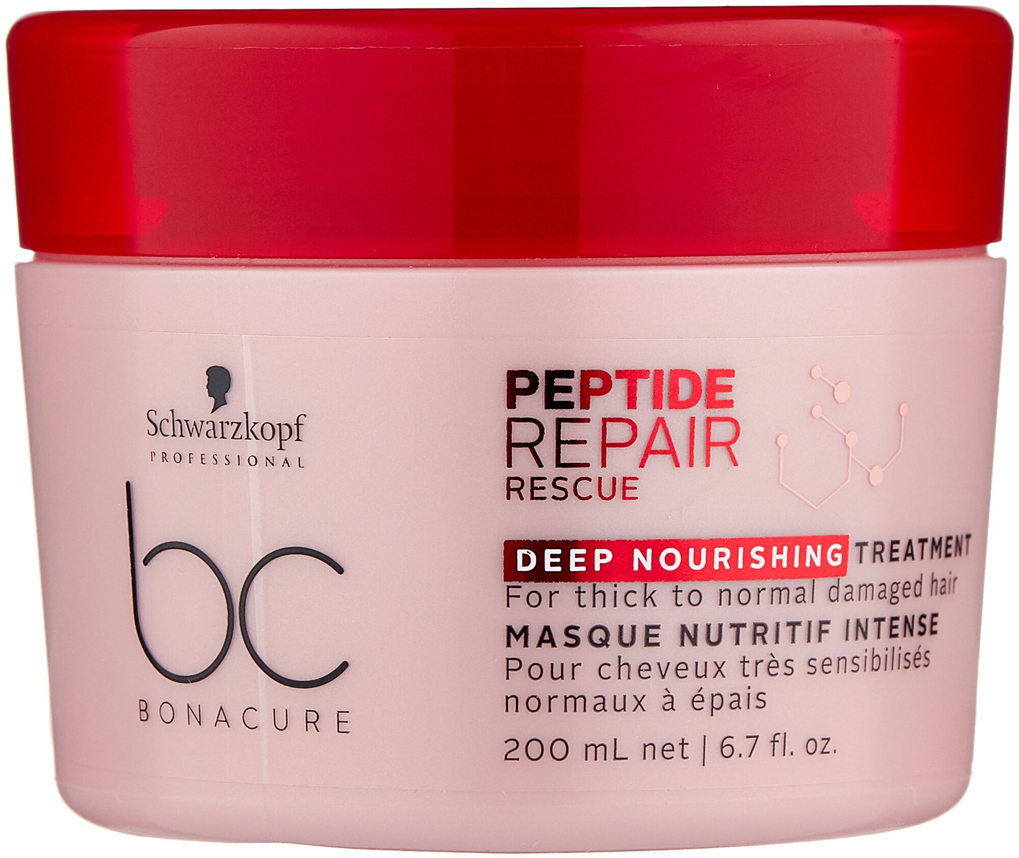 Schwarzkopf Professional Peptide Repair Rescue Deep Nourishing Маска для волос интенсивная питательная, 200 мл, банка