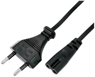 Сетевой Шнур, вилка-евроразъем С7, кабель 2x0,75 мм 5 м (для питания ноутбука) PE пакет, цвет: Черный