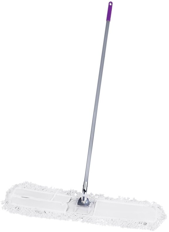 фото Швабра-рамка OfficeClean Professional, стал. ручка 125см, цельный флаун, МОП с завязками, хлопок 90см