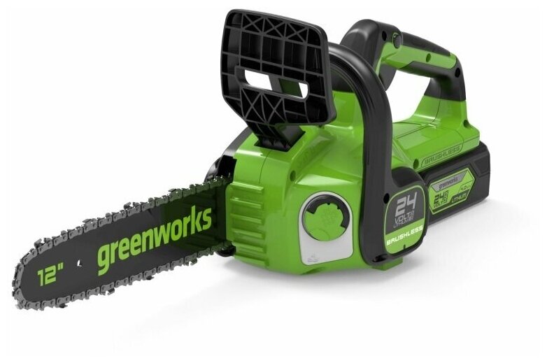 Пила цепная аккумуляторная GreenWorks GD24CS30K2 24V 30см бесщеточная c АКБ 2 Ач и ЗУ