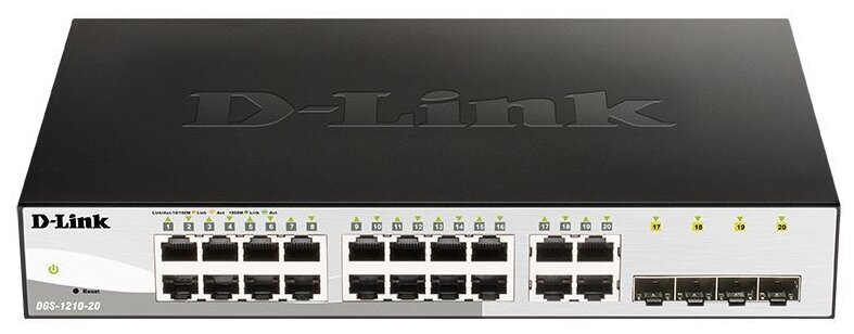 D-Link Dgs-1210-20/fl1a Управляемый коммутатор 2 уровня с 16 портами 10/100/1000Base-T и 4 комбо-пор .