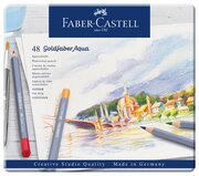 Цветные карандаши акварельные художественные для рисования / Набор карандашей 48 цветов Faber-Castell "Goldfaber Aqua" / профессиональные для художников, для творчества и скетчинга
