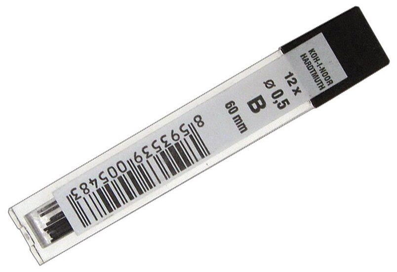 Грифели для механических карандашей Koh-I-Noor "4152", 12шт, 0,5мм, B Koh-I-Noor 007936