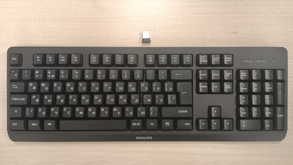 Клавиатура Philips (SPK6307BL/87) Беспроводная 24ГГц/104кн/русс/черный