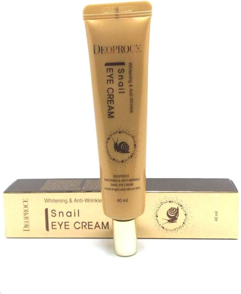 Deoproce Крем для глаз Whitening And Anti-Wrinkle Snail Eye Cream с муцином улитки, 40 мл.