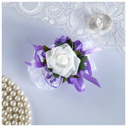 фото Повязка на руку для подружек невесты "роза", на резинке, сиреневая сима-ленд