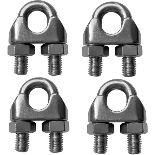 Зажим 4 мм для троса 4 шт, крепление для троса из нержавеющей стали Belamos DIN 741