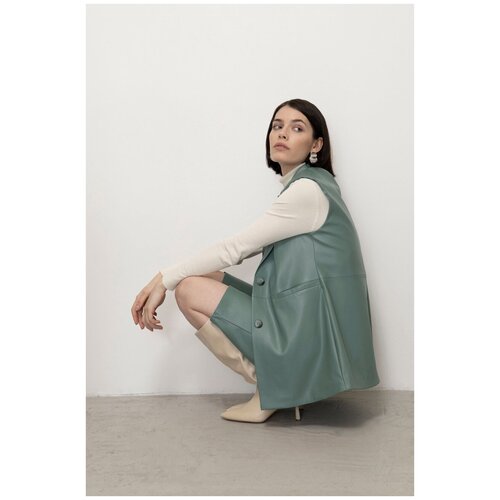 фото Жилет из эко-кожи emka gl060/era бирюзовый 42 emka fashion