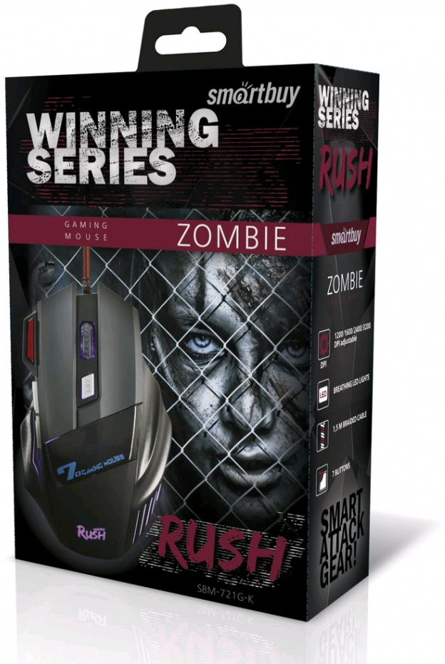 (Мышь игровая проводная Smartbuy RUSH Zombie черная (SBM-721G-K)/40)