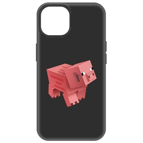 Чехол-накладка Krutoff Soft Case Minecraft-Свинка для iPhone 14 черный чехол накладка krutoff soft case minecraft свинка для iphone se 2020 черный