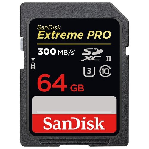 Карта памяти SanDisk SDXC 64 ГБ Class 10, V30, A2, UHS-II, R/W 300/260 МБ/с, 1 шт., черный держатель fujimi fjva ma7 magic arm 7