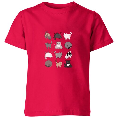 Детская футболка «Кошачье собрание» (164, темно-розовый)