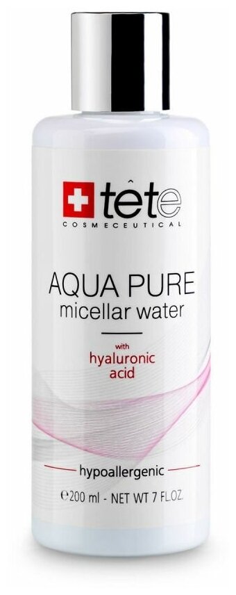 TETe Cosmeceutical мицеллярная вода с гиалуроновой кислотой Aqua Pure Micellar Water with Hyaluronic Acid, 200 мл, 1000 г